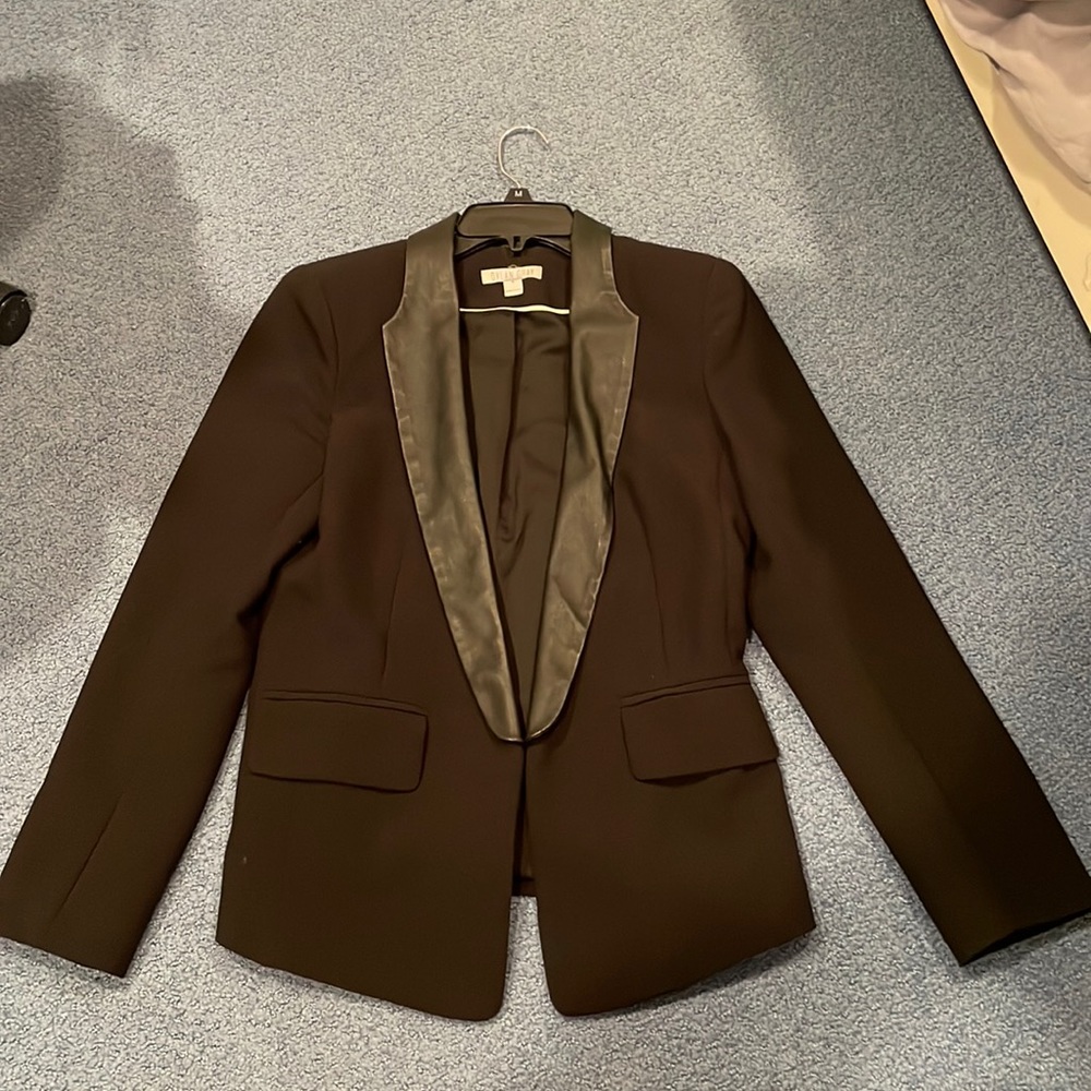 Dylan Gray Blazer with Leather Detail